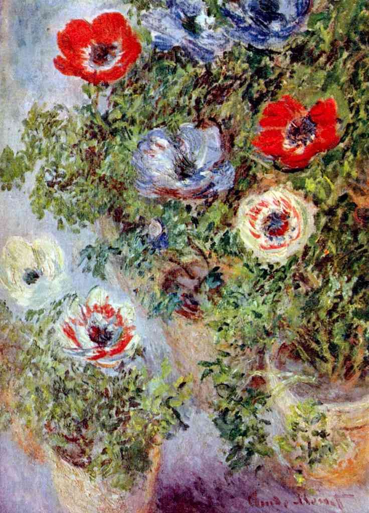 Still Life With Anemones Monet A4 Photo Print