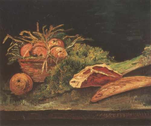 Still Life With Apples Meat And Bread Paris 1886 A4 Photo Print