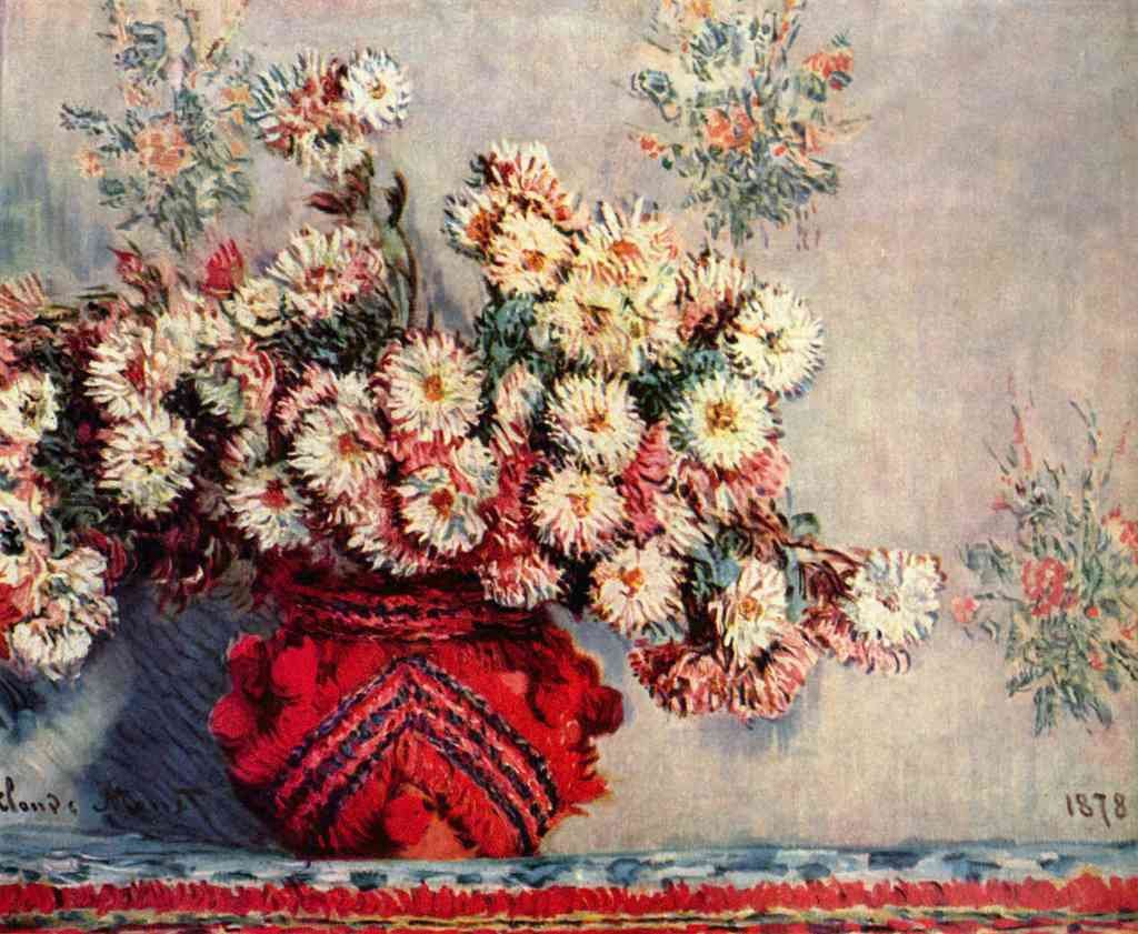 Still Life With Chrysanthemums Monet A4 Photo Print