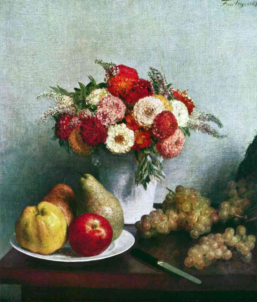 Still Life With Flowers And Fruit Fantin Latour Impressionism A4 Photo Print