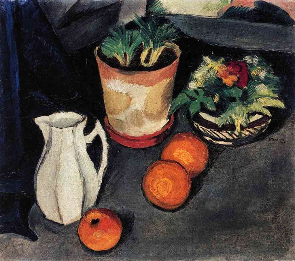 Still Life With Flowers And Milk Jug August Macke Expressionism A4 Photo Print