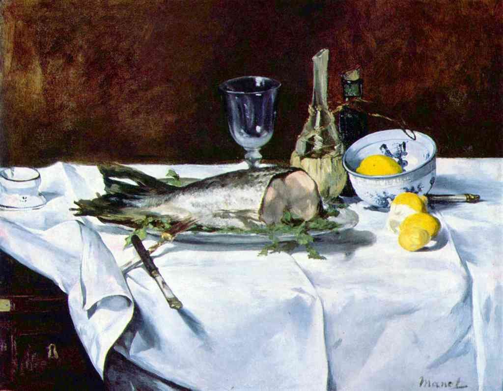 Still Life With Salmon Manet A4 Photo Print