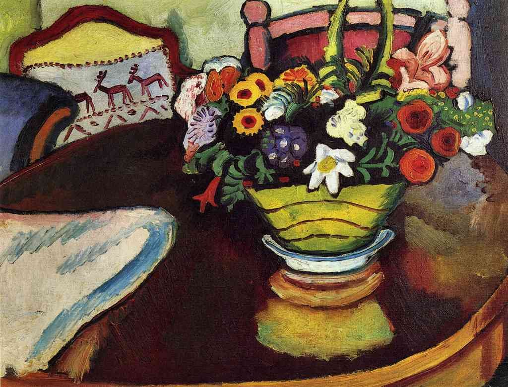Still Life With Venison And Ostrich Pillow August Macke Expressionism A4 Photo Print