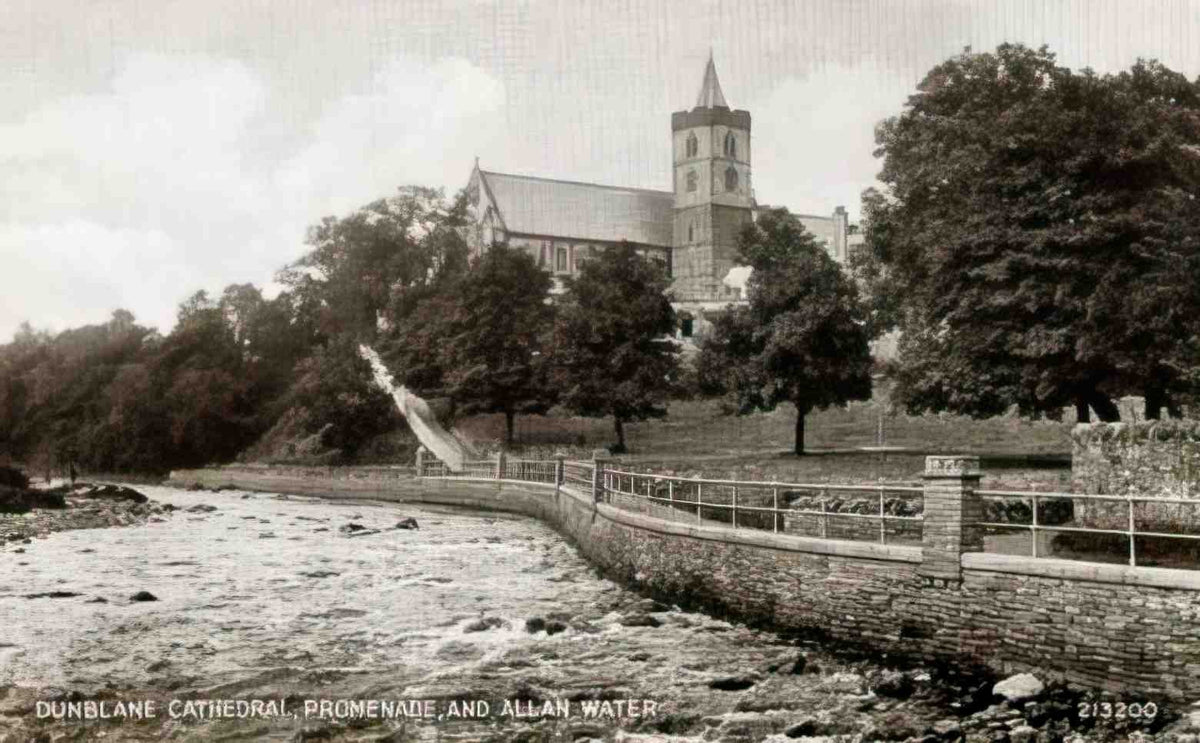 Stirlingshire Dunblane Cathedral Promenade and Allan Water Vintage A4 Photo Print