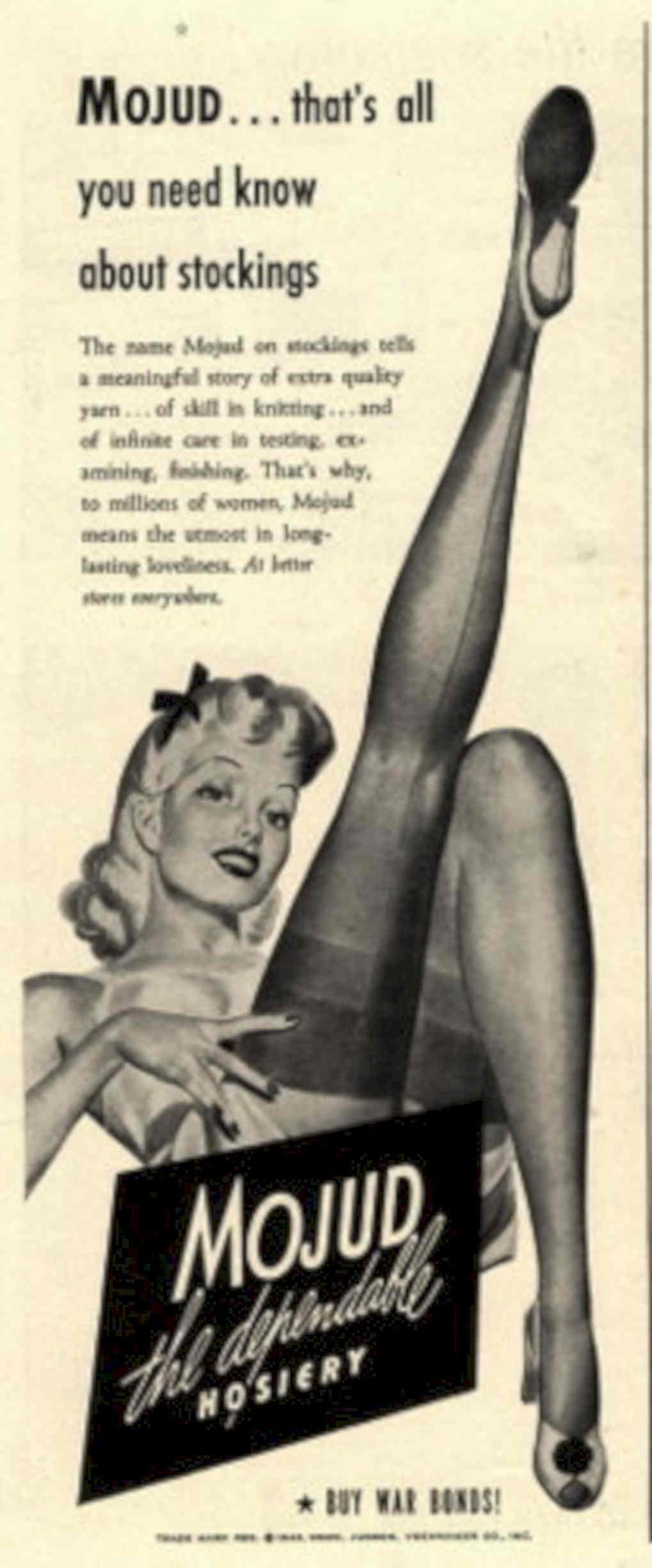 Stockings Hosiery Mujod 1940s Vintage Retro Advert Poster