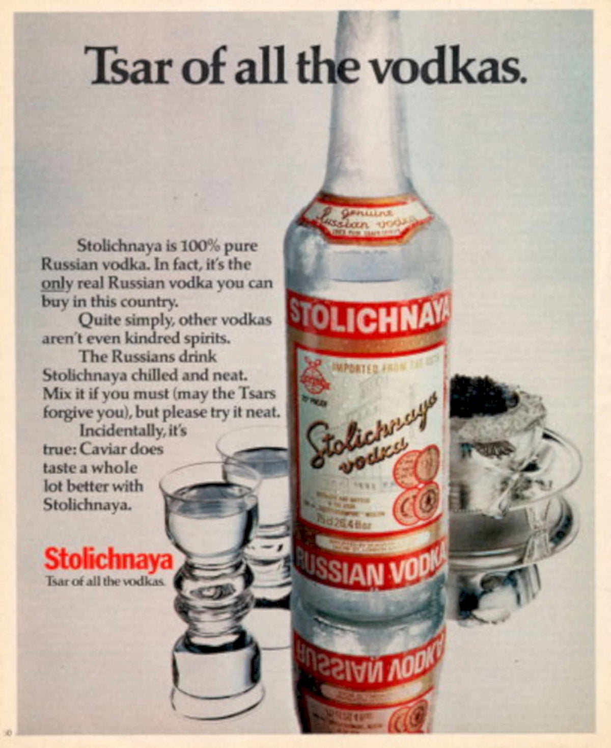 Stoli Vodka Caviar 1970s Vintage Retro Advert