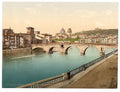 Stone bridge and San Giorgia Verona Vintage A4 Photo Print