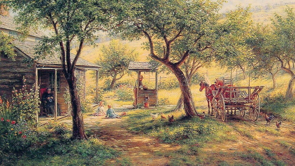Stopping to Water His Horses Art A4 Photo Print