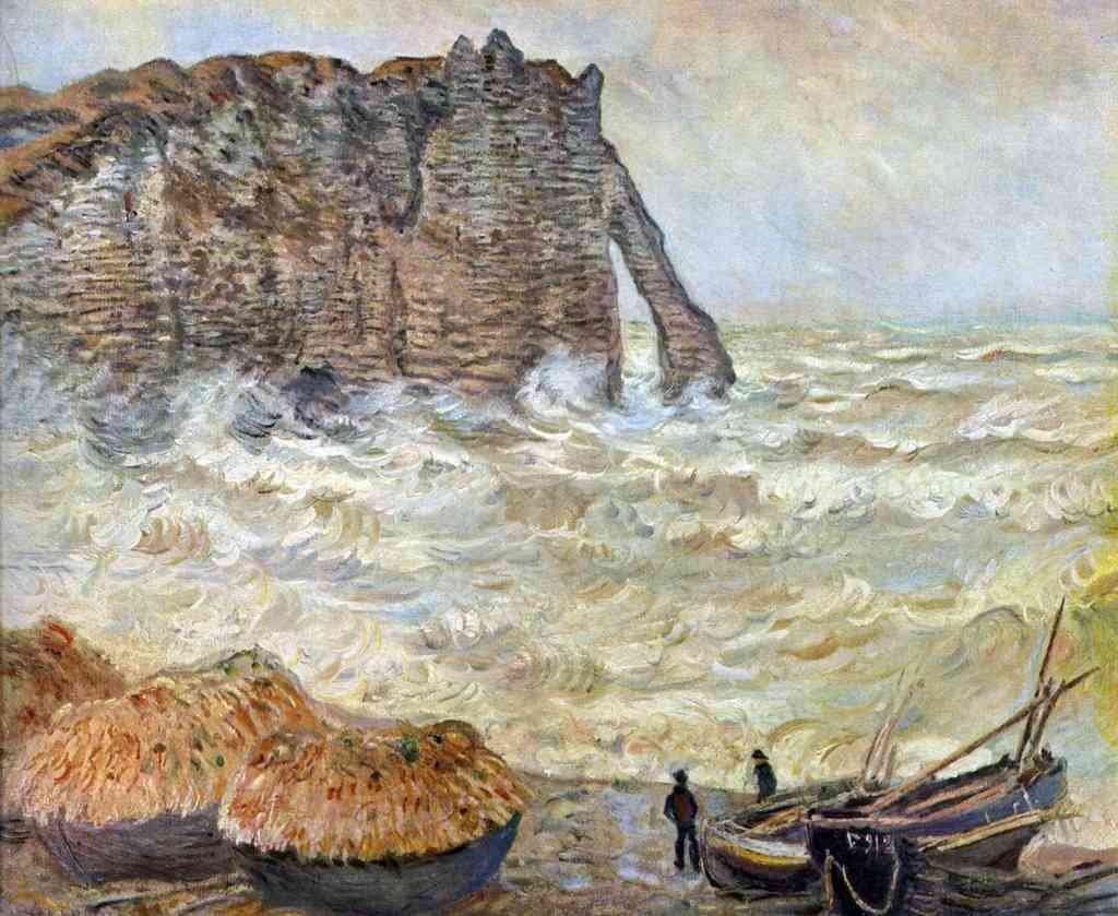 Stormy Sea La Porte D Aval Monet A4 Photo Print