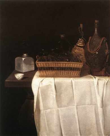 Stoskopff Sebastien Still Life With Glasses And Bottles A4 Photo Print