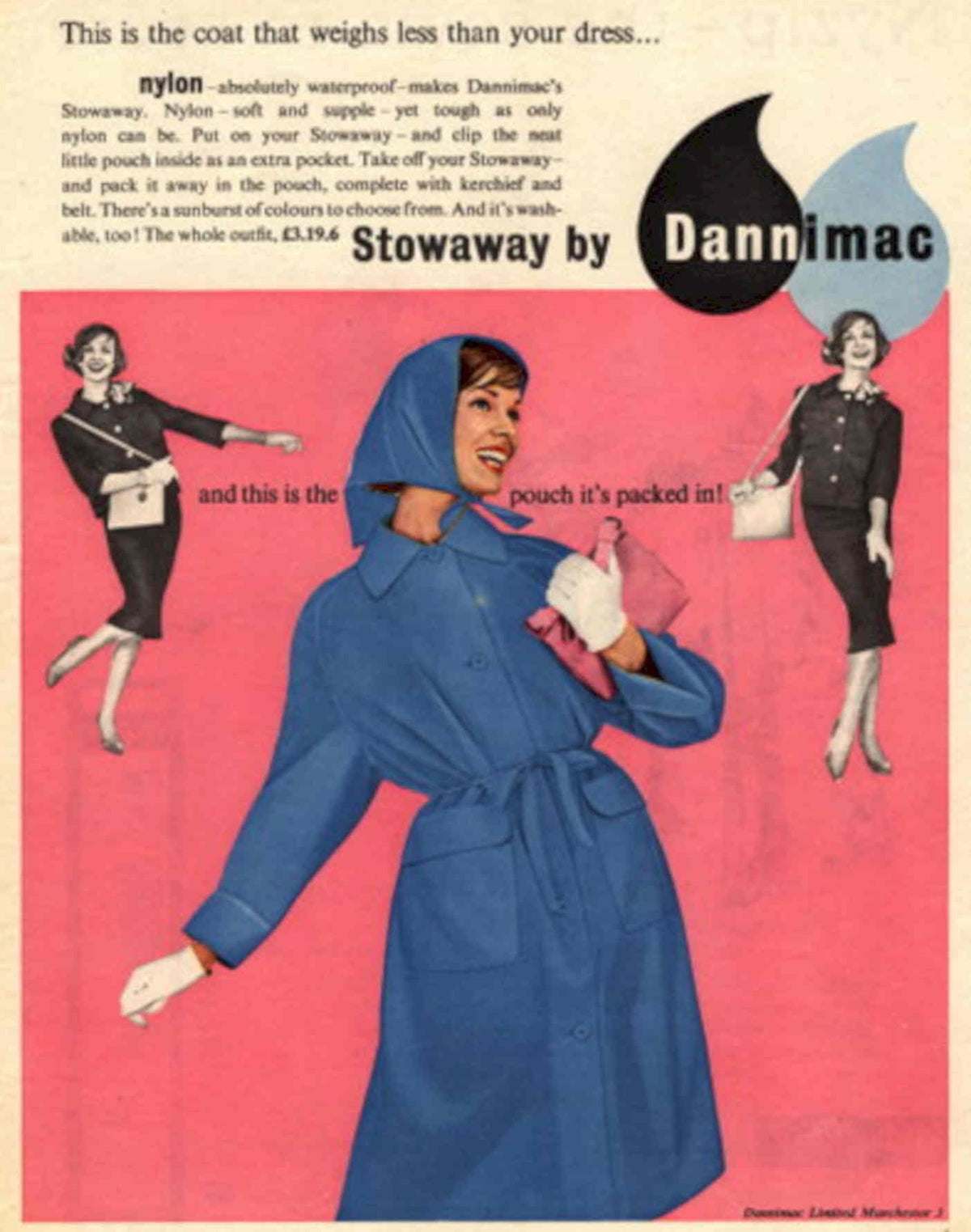 Stowaway Coat 1950s Vintage Retro Advert Poster