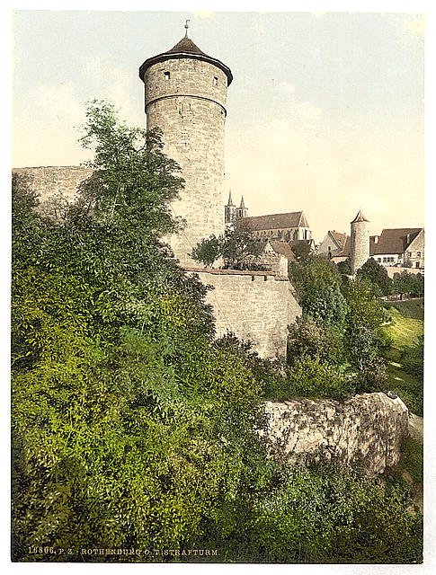 Straft Tower Rothenburg Bavaria Vintage A4 Photo Print
