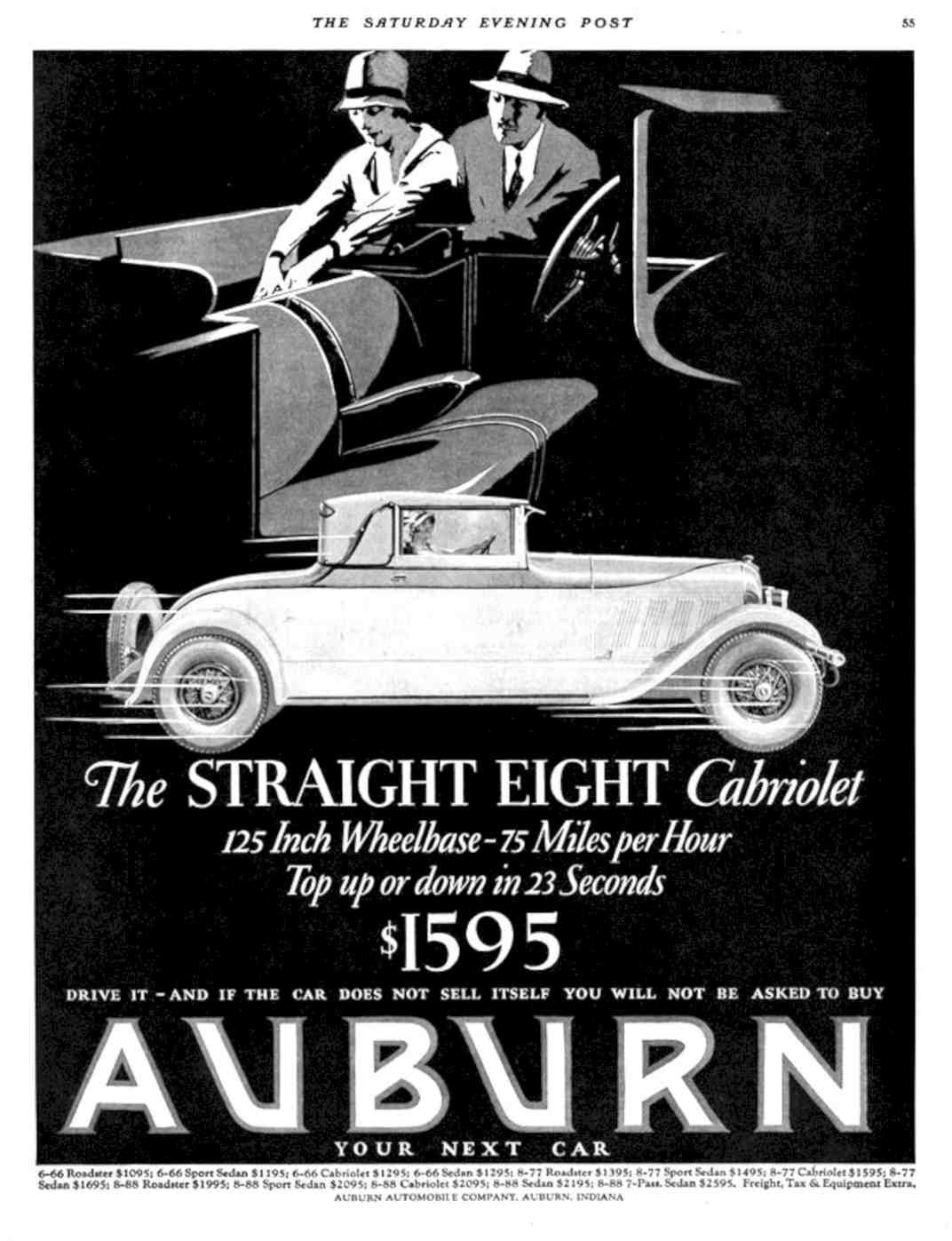 Straight Eight Cabriolet Vintage Retro Advert Poster A4 Photo Print