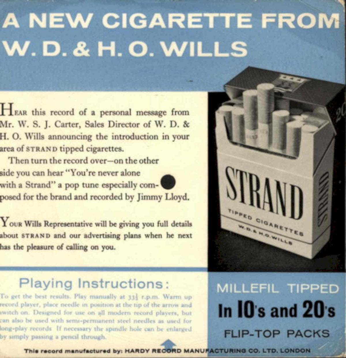 Strand Cigarette Pack 1950s Vintage Retro Advert Poster