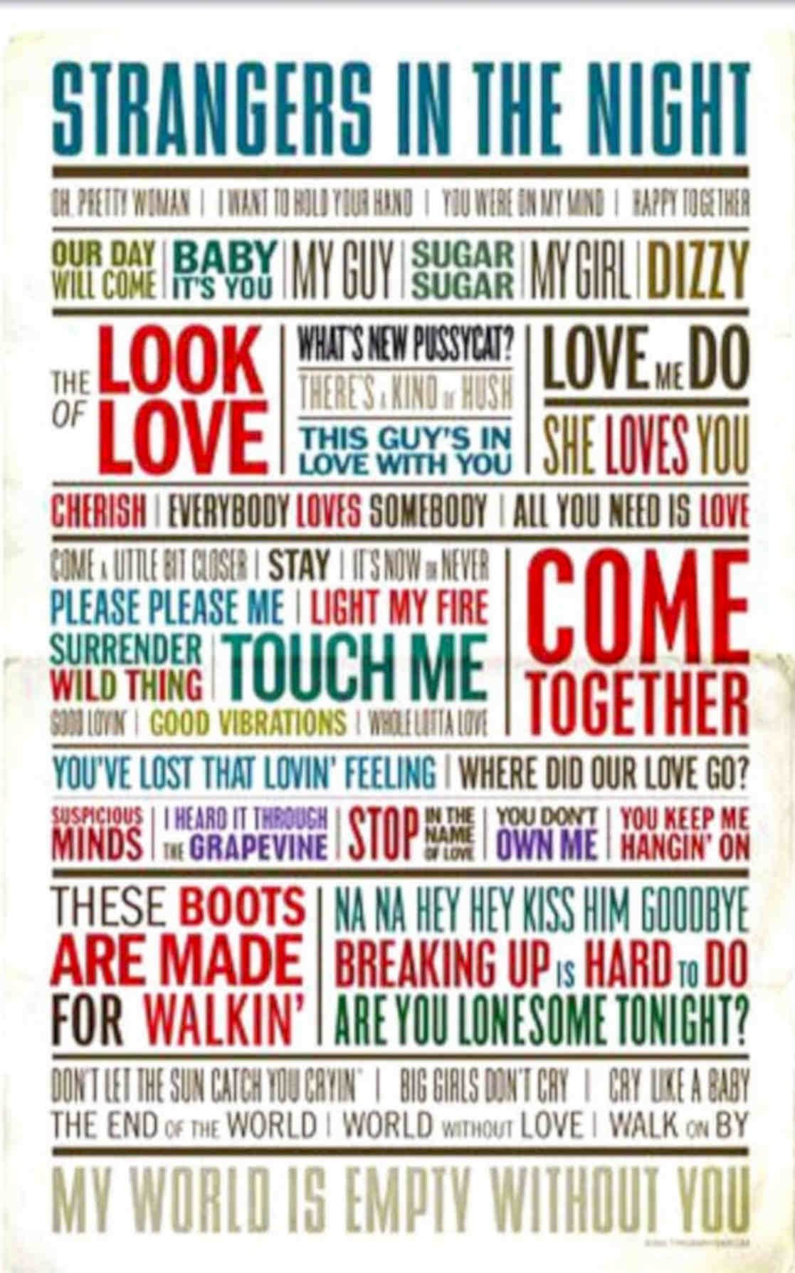 Strangers Night Lyrics Vintage Retro Advert Poster A4 Photo Print