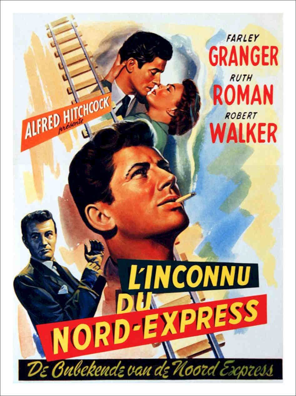 Strangers On A Train Hitchcock Movie Poster 1950s Vintage Retro Advert Poster A