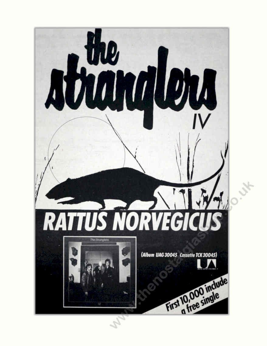 Stranglers Rattus Norvegicus Vintage Retro Advert Poster A4 Photo Print