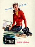 Straven Knitwear Car 1940s Vintage Retro Advert Poster
