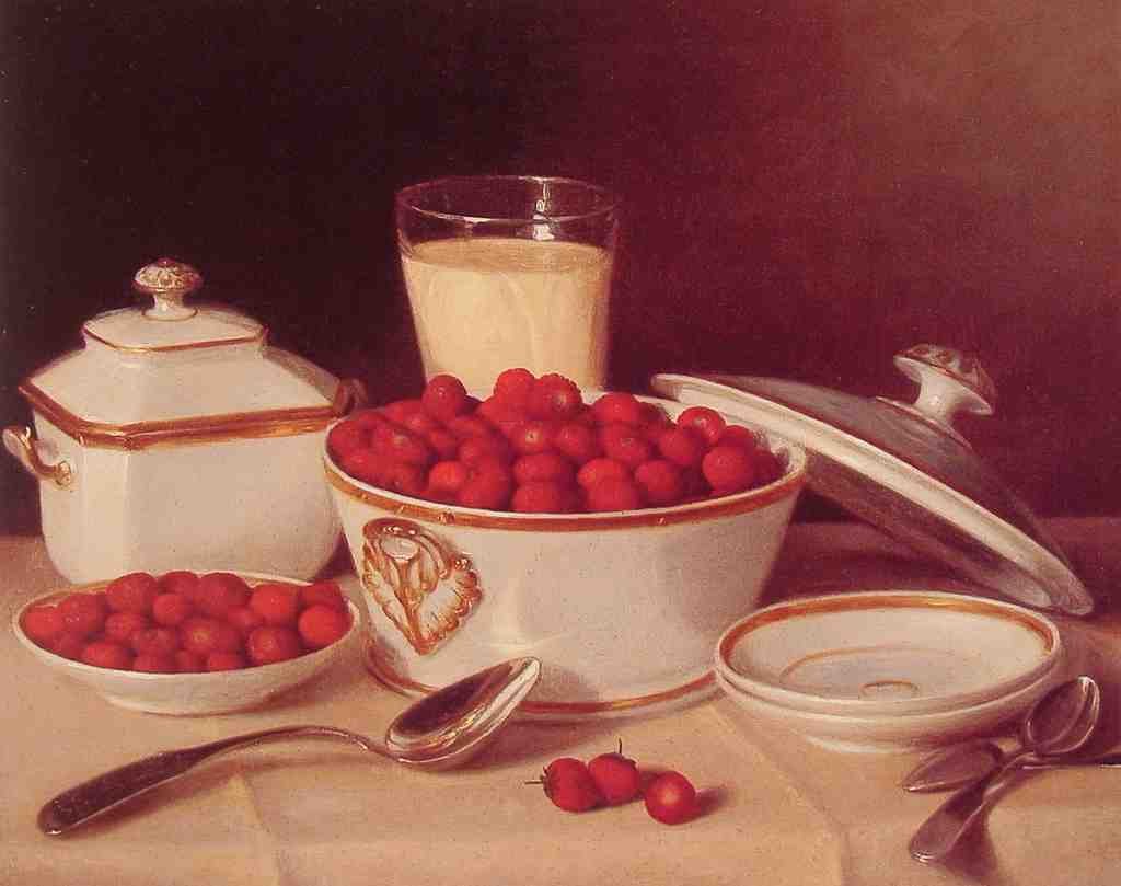 Strawberries and Cream Art A4 Photo Print