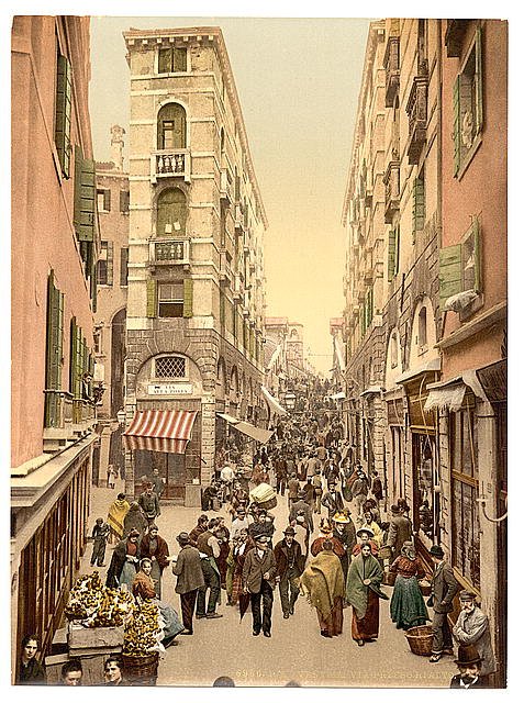 Street near the Rialto Venice Vintage A4 Photo Print