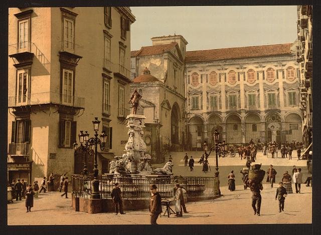 Street scene Naples Vintage A4 Photo Print
