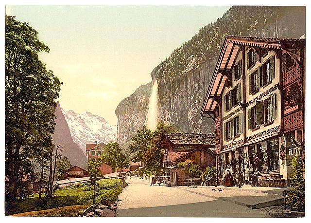Street view Bernese Oberland Vintage A4 Photo Print