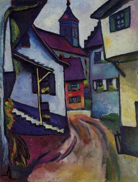 Street with a church in Kandern by Macke A4 Photo Print