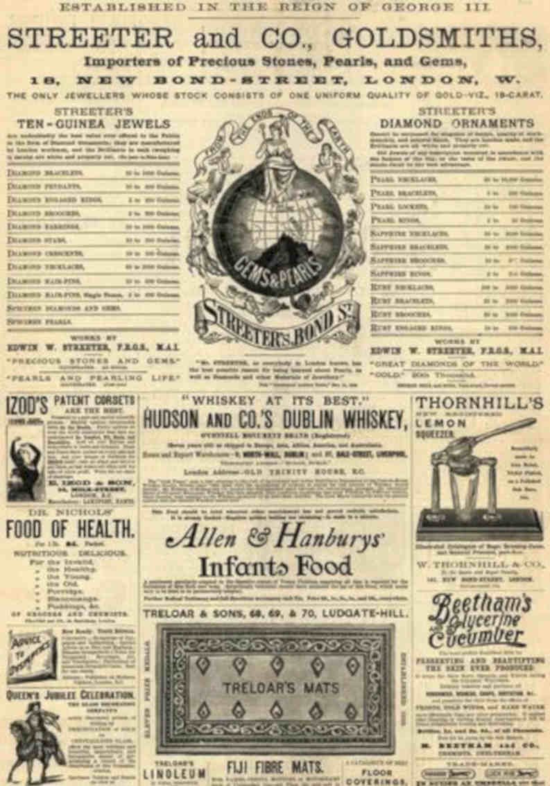 Streeter Jewelry Prices Vintage Retro Advert Poster A4 Photo Print