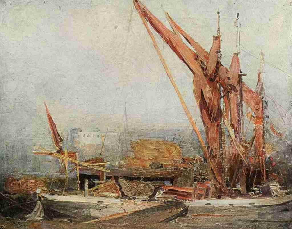 Streeton Arthur 1867 1943 The Studio 1909 Hay barges on the Thames A4 Photo Print