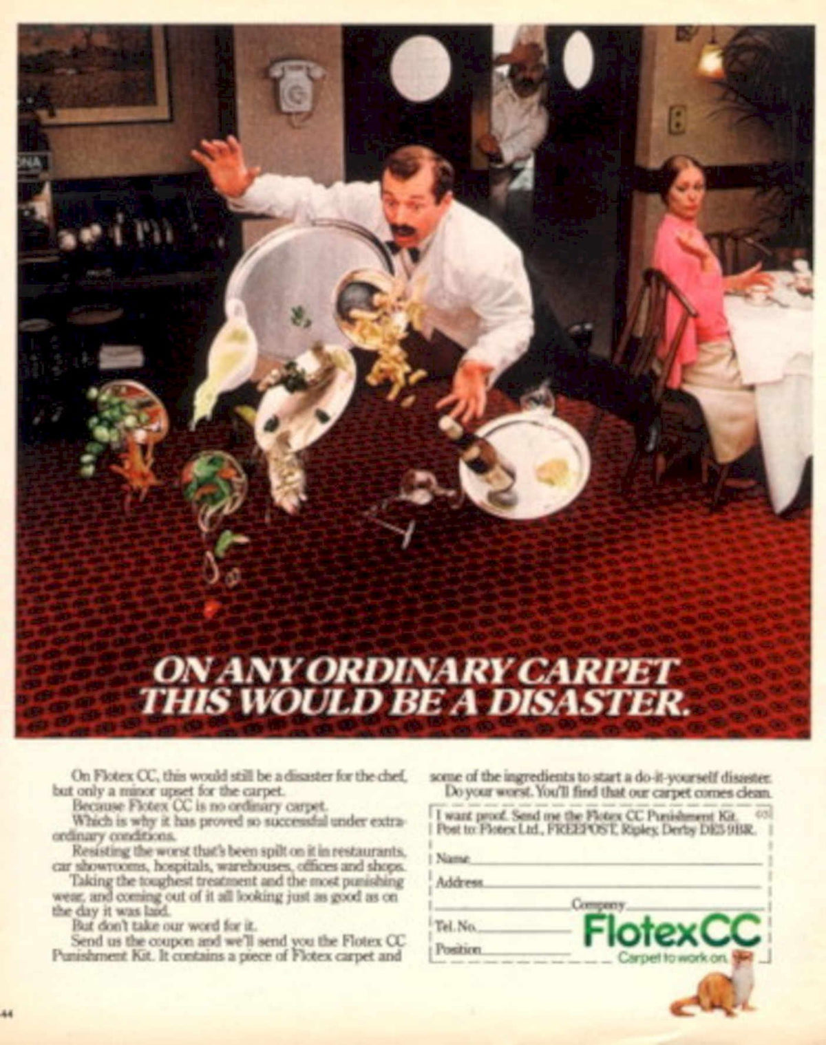 Stressed Chef Carpet 1980s Vintage Retro Advert