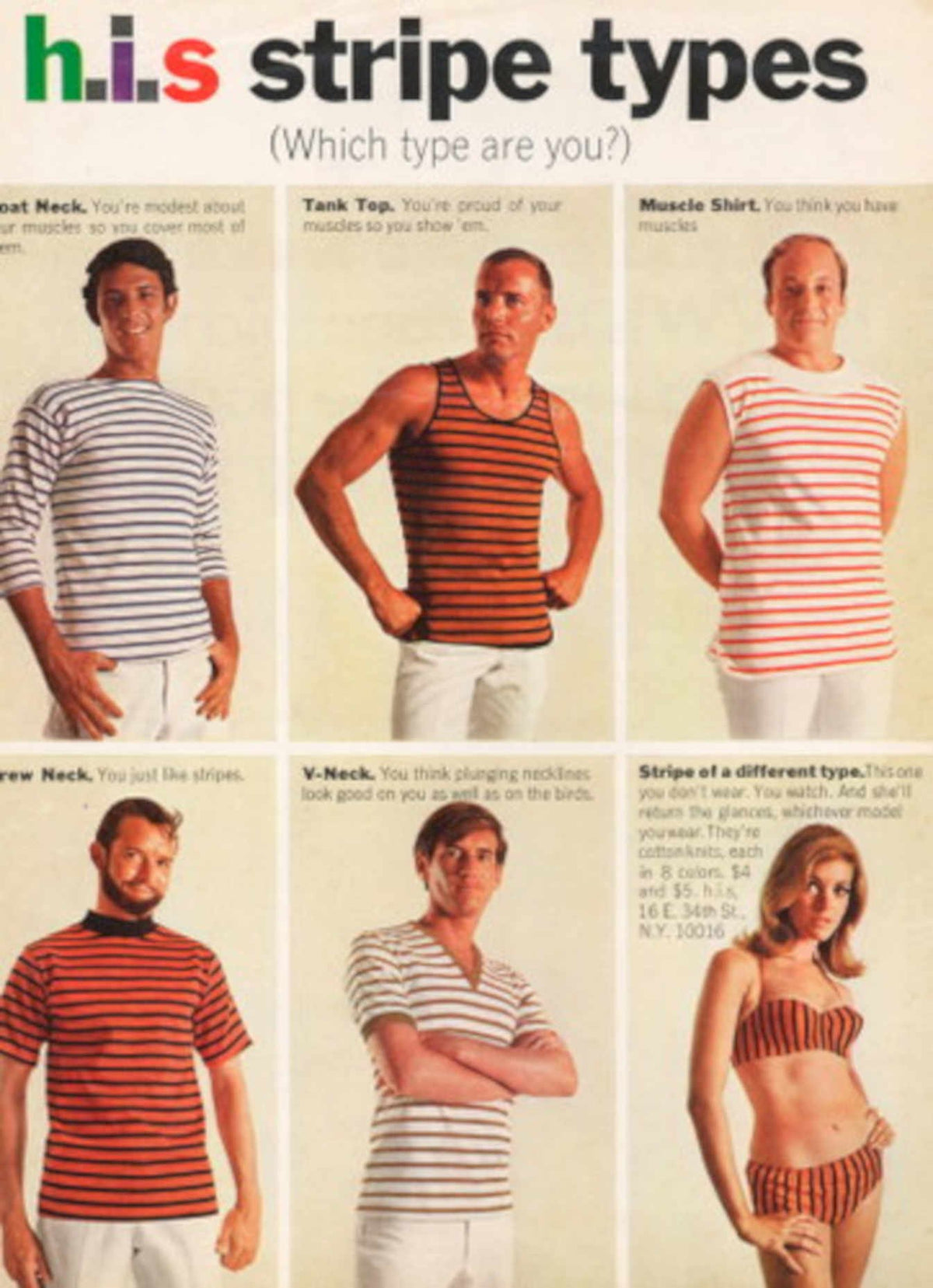 Striped Shirts Ads 1960s Vintage Retro Advert