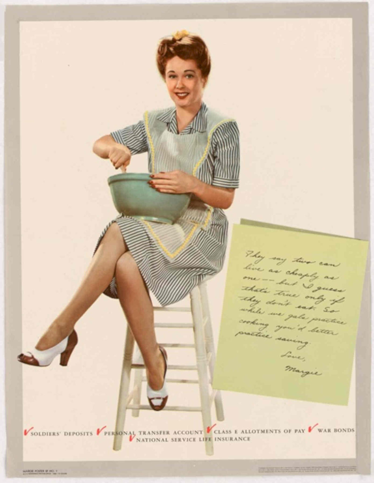 Striped Woman Chair American World War II Advert Poster