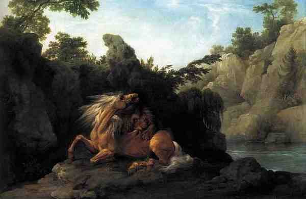 Stubbs George Lion Devouring A Horse A4 Photo Print