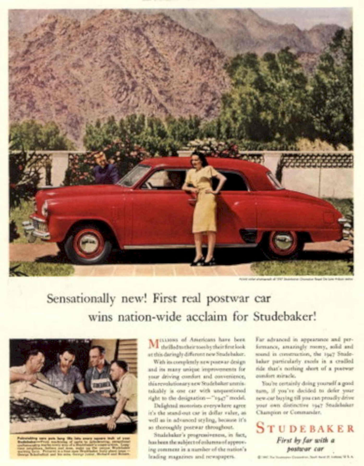 Studebaker Champion 1947 1940s Vintage Retro Advert Poster