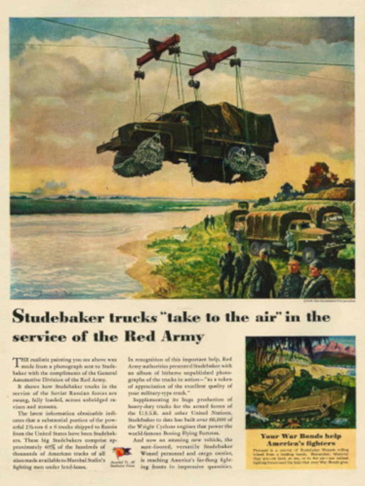 Studebaker Trucks Red 1940s Vintage Retro Advert Poster