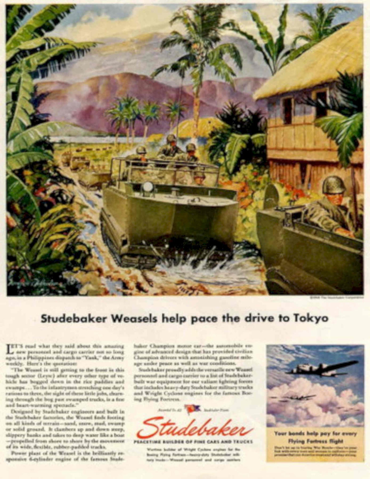 Studebaker Weasels Tokyo 1940s Vintage Retro Advert Poster
