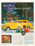 Studebaker Winter Car 1930s Vintage Retro Advert Poster