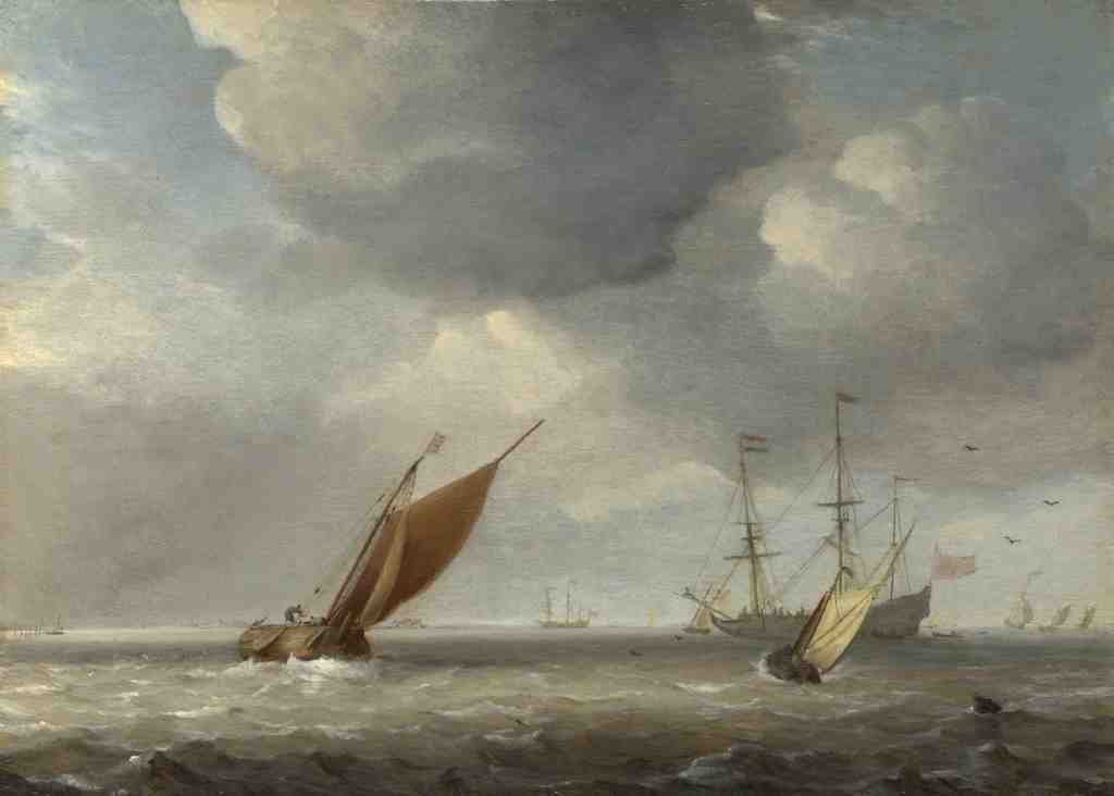 Studio of Willem van de Velde Small Dutch Vessels in a Breeze A4 Photo Print