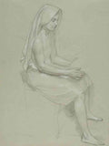 Study Of A Seated Veiled Female Figure 19Th Century Bouguereau A4 Photo Print