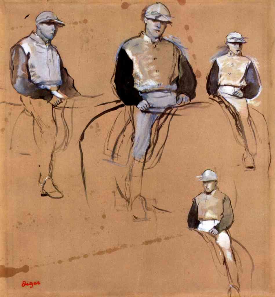 Study With Four Jockeys Degas A4 Photo Print