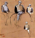 Study with four jockeys by Degas A4 Photo Print