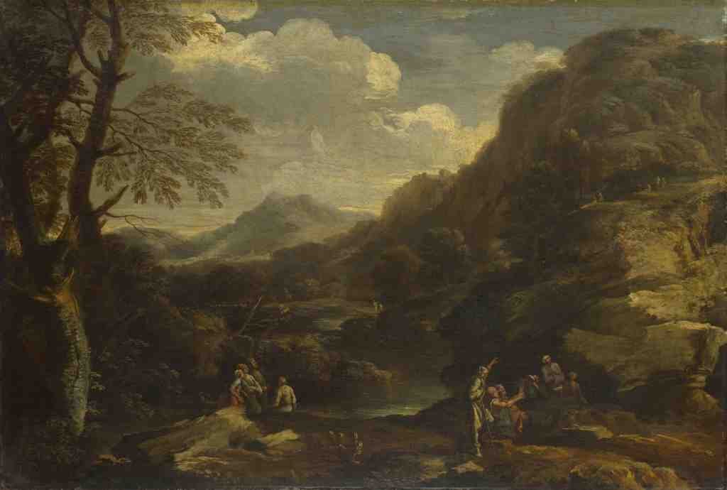 Style of Salvator Rosa Mountainous Landscape with Figures A4 Photo Print