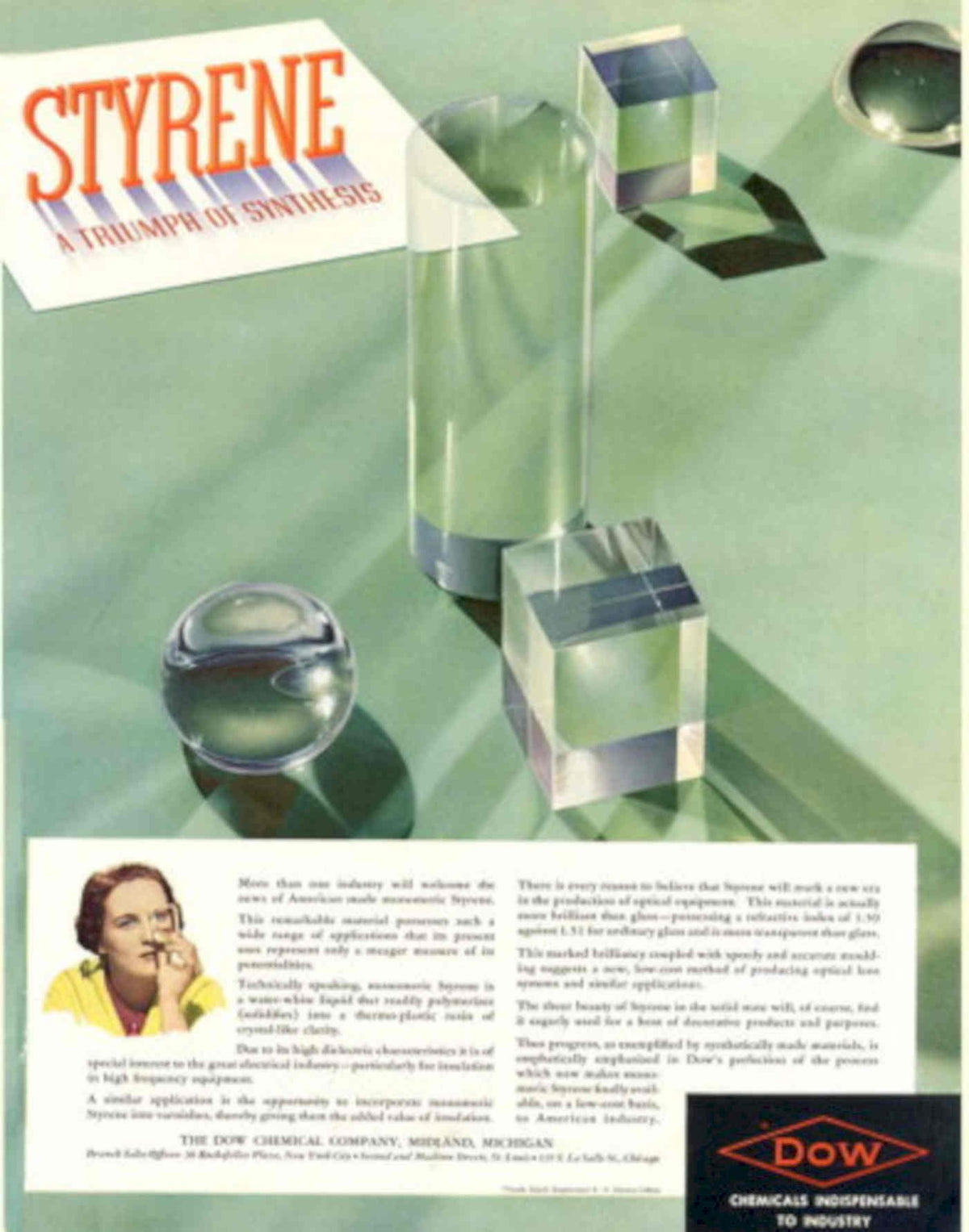 Styrene Blocks Spheres 1950s Vintage Retro Advert Poster