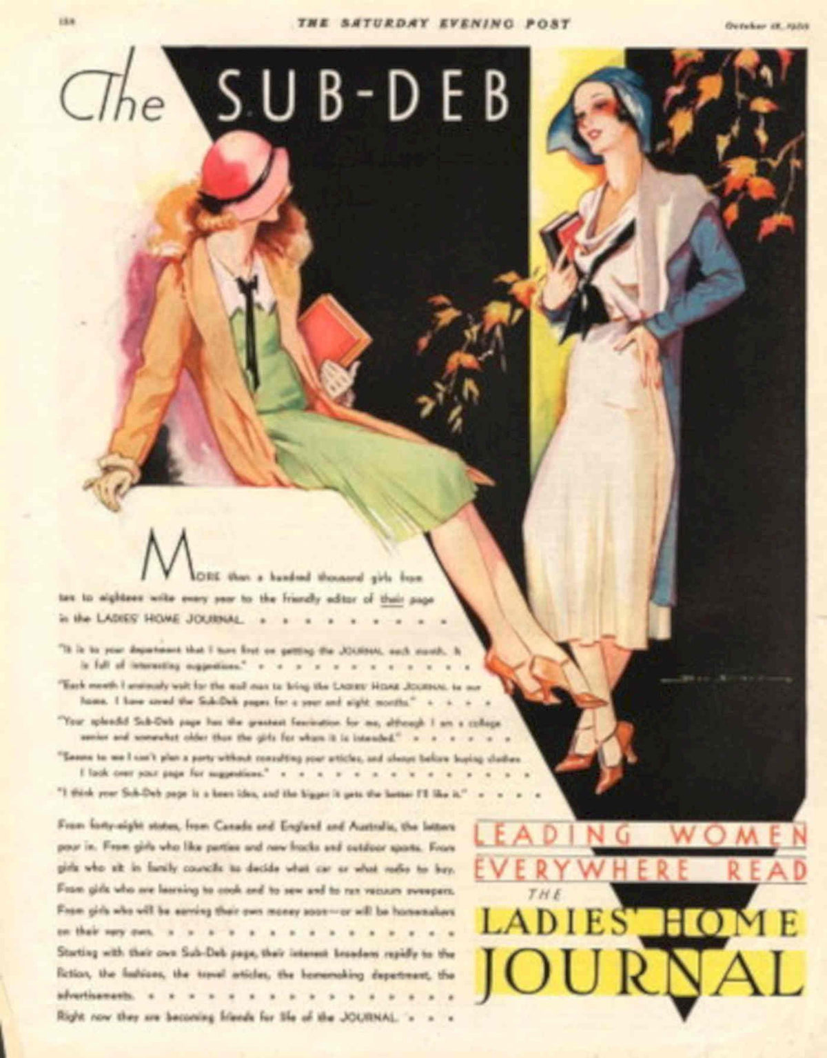 Sub Deb Magazine 1930s Vintage Retro Advert Poster
