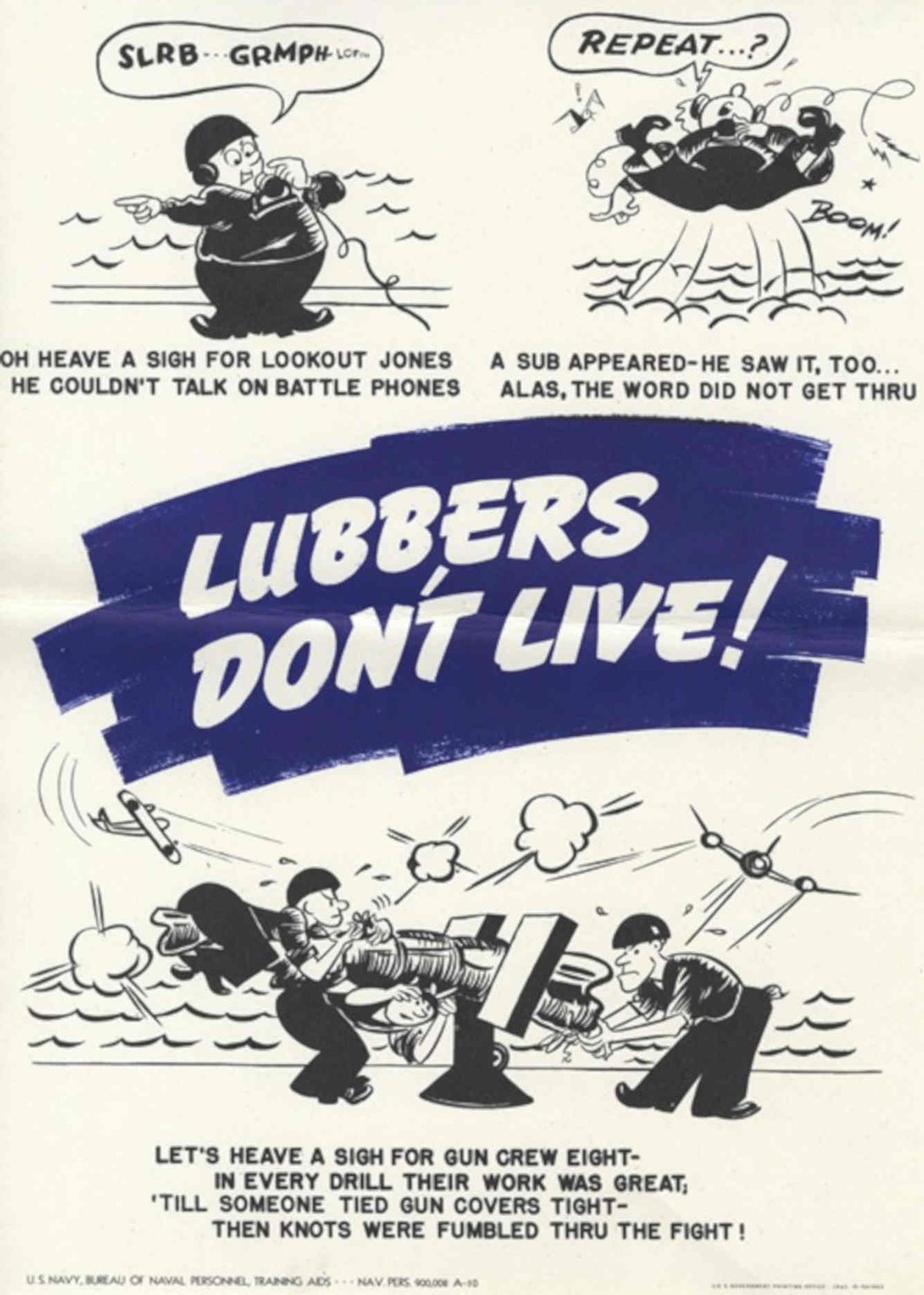 Submarine Lubbers Dont American World War II Advert Poster