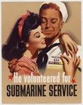 Submarine Service Sailor American World War II Advert Poster