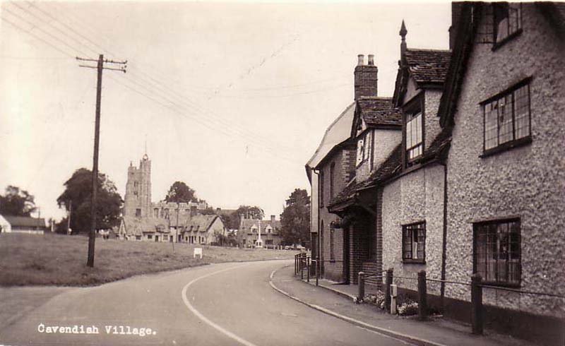 Suffolk Cavendish Village 1960s vintage old A4 Photo Print