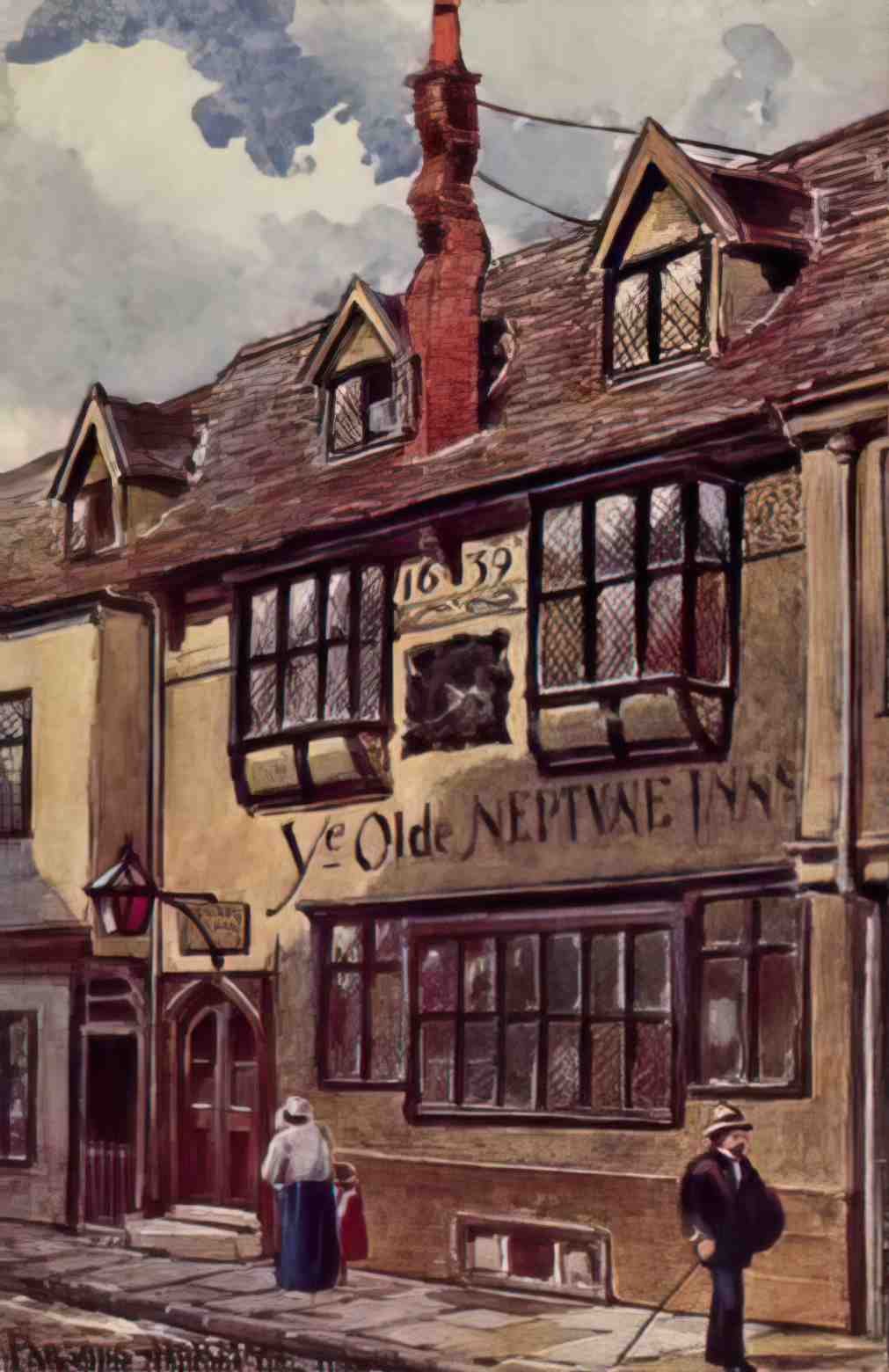 Suffolk Ipswich Ye Olde Neptune Inn built 1639 Vintage A4 Photo Print