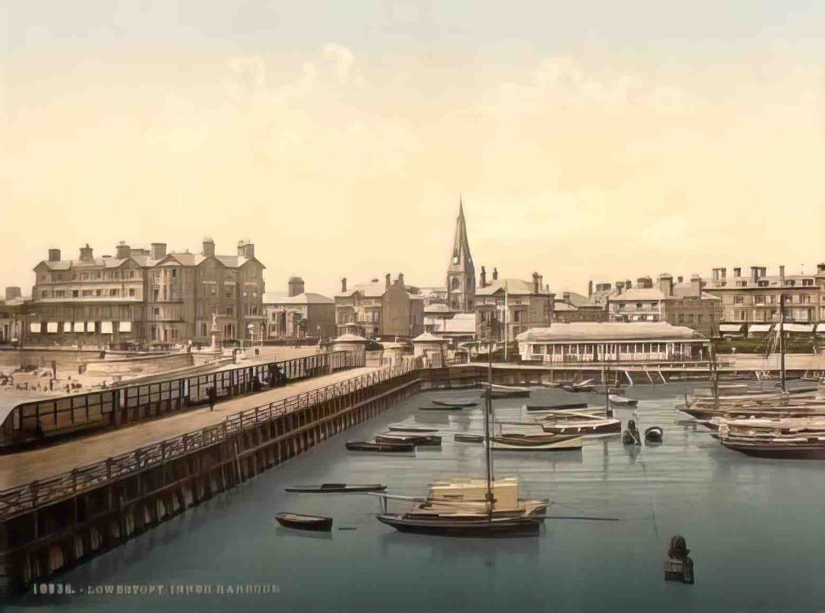 Suffolk Lowestoft Inner Harbour Vintage A4 Photo Print