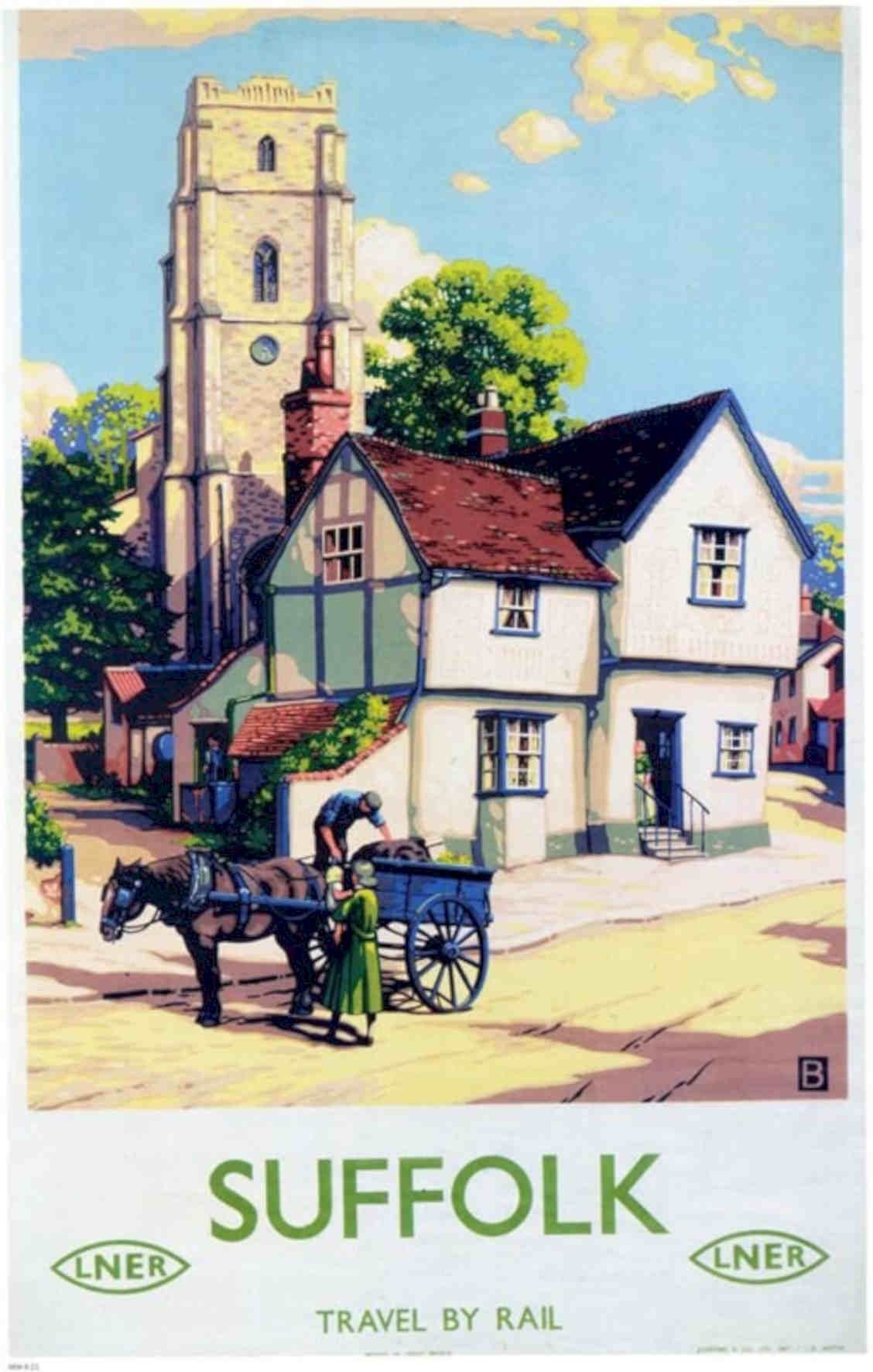 Suffolk Travel Rail Vintage Retro Advert Poster A4 Photo Print